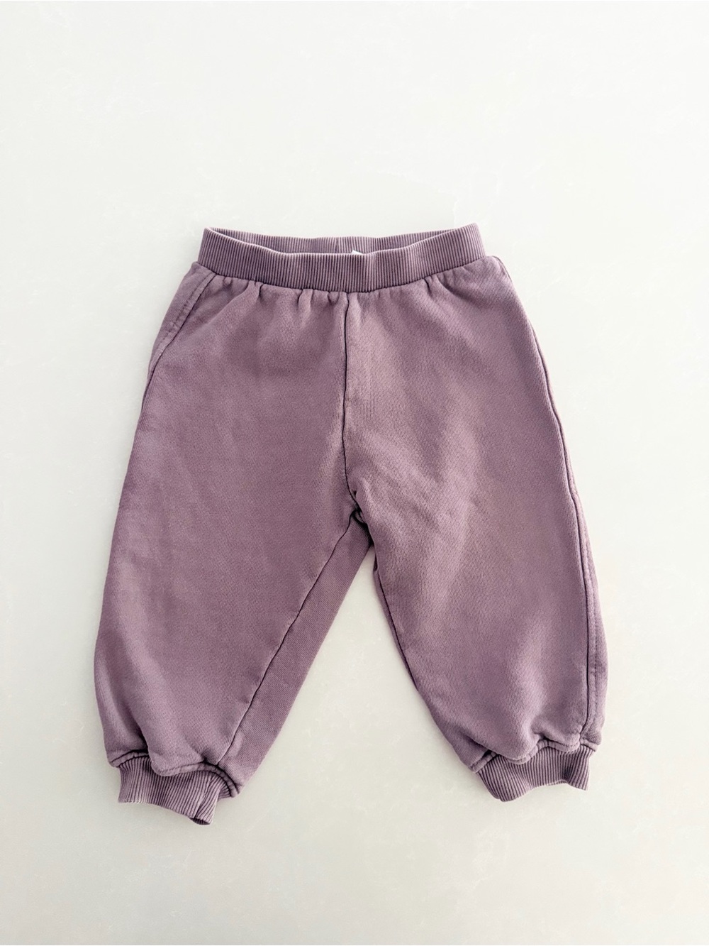 Zara Baby Dusty Mauve Ribbed-Trim Joggers/Sweatpants •Size 12-18M